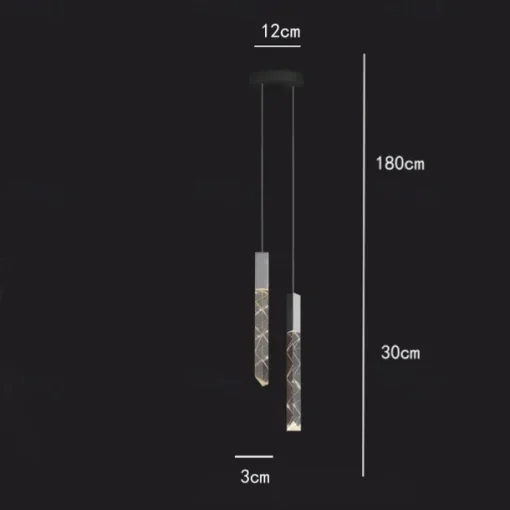 LED Pendant Light Dimmable 1/2/3/6 Head Crystal Modern Kitchen Island Light Fixture,Adjustable Pendant Lighting for Kitchen Island,Black Gold Led Chandelier for Dining Room,Bedroom 110-240V