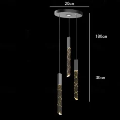 LED Pendant Light Dimmable 1/2/3/6 Head Crystal Modern Kitchen Island Light Fixture,Adjustable Pendant Lighting for Kitchen Island,Black Gold Led Chandelier for Dining Room,Bedroom 110-240V