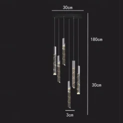 LED Pendant Light Dimmable 1/2/3/6 Head Crystal Modern Kitchen Island Light Fixture,Adjustable Pendant Lighting for Kitchen Island,Black Gold Led Chandelier for Dining Room,Bedroom 110-240V