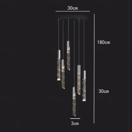 LED Pendant Light Dimmable 1/2/3/6 Head Crystal Modern Kitchen Island Light Fixture,Adjustable Pendant Lighting for Kitchen Island,Black Gold Led Chandelier for Dining Room,Bedroom 110-240V