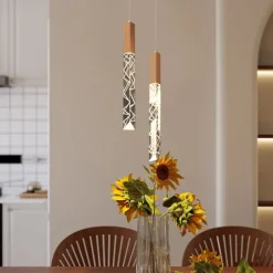 LED Pendant Light Dimmable 1/2/3/6 Head Crystal Modern Kitchen Island Light Fixture,Adjustable Pendant Lighting for Kitchen Island,Black Gold Led Chandelier for Dining Room,Bedroom 110-240V