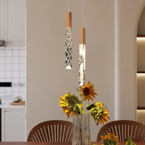 LED Pendant Light Dimmable 1/2/3/6 Head Crystal Modern Kitchen Island Light Fixture,Adjustable Pendant Lighting for Kitchen Island,Black Gold Led Chandelier for Dining Room,Bedroom 110-240V