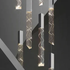 LED Pendant Light Dimmable 1/2/3/6 Head Crystal Modern Kitchen Island Light Fixture,Adjustable Pendant Lighting for Kitchen Island,Black Gold Led Chandelier for Dining Room,Bedroom 110-240V