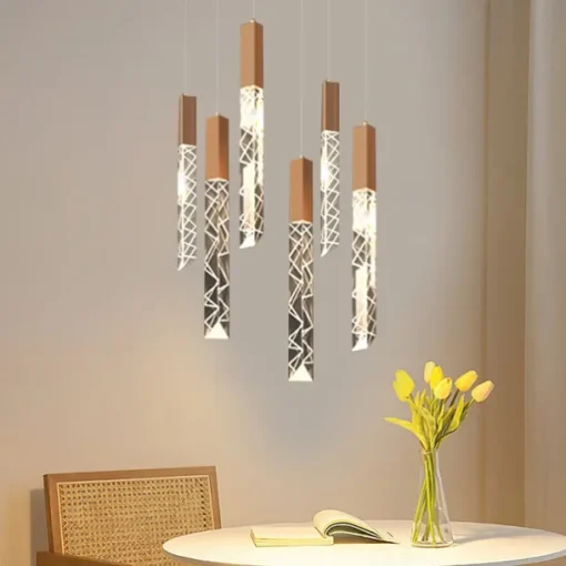LED Pendant Light Dimmable 1/2/3/6 Head Crystal Modern Kitchen Island Light Fixture,Adjustable Pendant Lighting for Kitchen Island,Black Gold Led Chandelier for Dining Room,Bedroom 110-240V