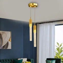 LED Pendant Light Dimmable 1/2/4/5/8 Head Crystal Modern Kitchen Island Light Fixture,Adjustable Pendant Lighting for Kitchen Island,Black Gold Led Chandelier for Dining Room,Bedroom,Mini Pendant Spot Lights (1-Pack)