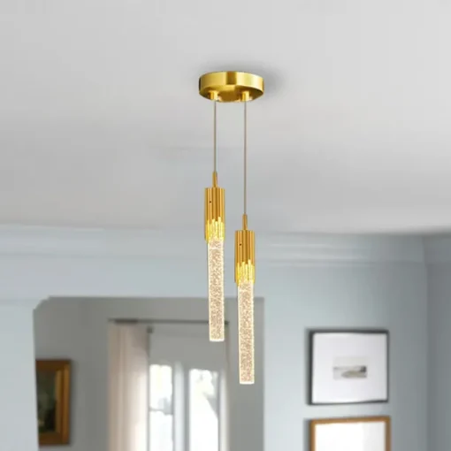 LED Pendant Light Dimmable 1/2/4/5/8 Head Crystal Modern Kitchen Island Light Fixture,Adjustable Pendant Lighting for Kitchen Island,Black Gold Led Chandelier for Dining Room,Bedroom,Mini Pendant Spot Lights (1-Pack)