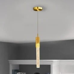 LED Pendant Light Dimmable 1/2/4/5/8 Head Crystal Modern Kitchen Island Light Fixture,Adjustable Pendant Lighting for Kitchen Island,Black Gold Led Chandelier for Dining Room,Bedroom,Mini Pendant Spot Lights (1-Pack)