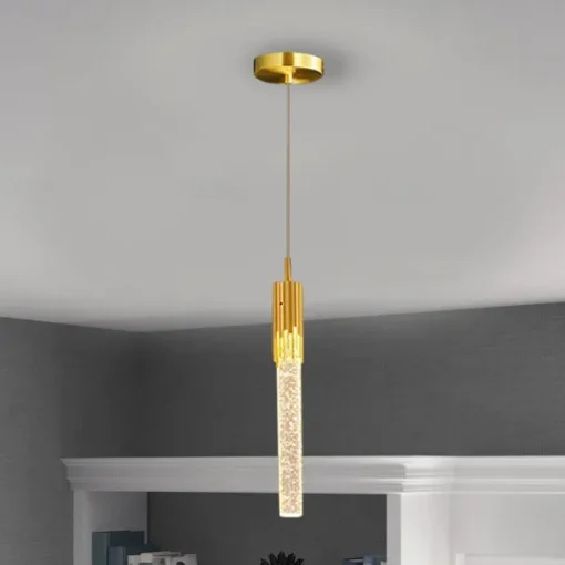 LED Pendant Light Dimmable 1/2/4/5/8 Head Crystal Modern Kitchen Island Light Fixture,Adjustable Pendant Lighting for Kitchen Island,Black Gold Led Chandelier for Dining Room,Bedroom,Mini Pendant Spot Lights (1-Pack)