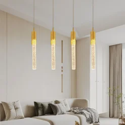 LED Pendant Light Dimmable 1/2/4/5/8 Head Crystal Modern Kitchen Island Light Fixture,Adjustable Pendant Lighting for Kitchen Island,Black Gold Led Chandelier for Dining Room,Bedroom,Mini Pendant Spot Lights (1-Pack)