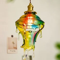 LED Pendant Light Glass Vintage Colorful Water Drop 110-240V