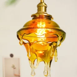 LED Pendant Light Glass Vintage Colorful Water Drop 110-240V