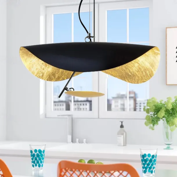 LED Pendant Light Golden Hat Chandelier Bar Model Room Clothing Store Hotel Restaurant Hotel Club Lobby Light,Post-modern Light Luxury Creative Flying Saucer Chandelier