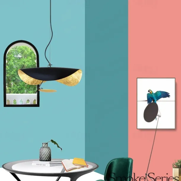 LED Pendant Light Golden Hat Chandelier Bar Model Room Clothing Store Hotel Restaurant Hotel Club Lobby Light,Post-modern Light Luxury Creative Flying Saucer Chandelier