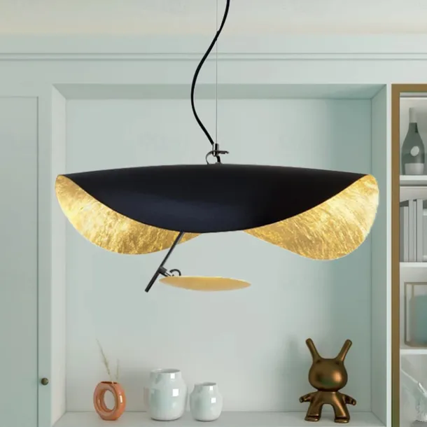 LED Pendant Light Golden Hat Chandelier Bar Model Room Clothing Store Hotel Restaurant Hotel Club Lobby Light,Post-modern Light Luxury Creative Flying Saucer Chandelier