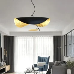 LED Pendant Light Golden Hat Chandelier Bar Model Room Clothing Store Hotel Restaurant Hotel Club Lobby Light,Post-modern Light Luxury Creative Flying Saucer Chandelier