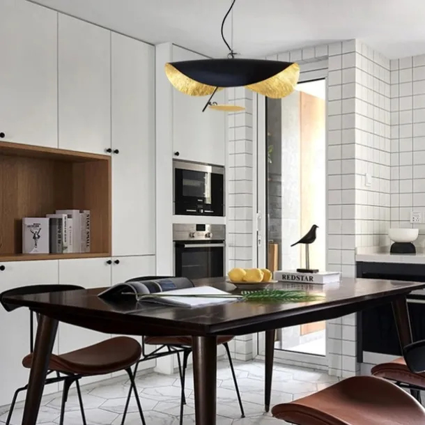 LED Pendant Light Golden Hat Chandelier Bar Model Room Clothing Store Hotel Restaurant Hotel Club Lobby Light,Post-modern Light Luxury Creative Flying Saucer Chandelier