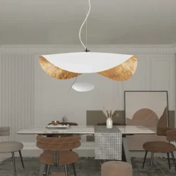LED Pendant Light Golden Hat Chandelier Bar Model Room Clothing Store Hotel Restaurant Hotel Club Lobby Light,Post-modern Light Luxury Creative Flying Saucer Chandelier