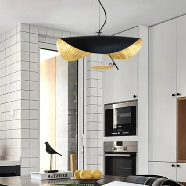 LED Pendant Light Golden Hat Chandelier Bar Model Room Clothing Store Hotel Restaurant Hotel Club Lobby Light,Post-modern Light Luxury Creative Flying Saucer Chandelier