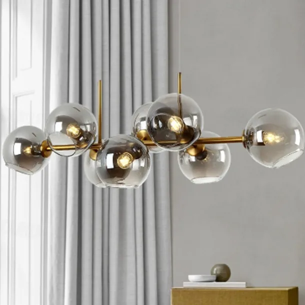LED Pendant Light Island Light Black Bronze Copper Modern Nordic Dining Room Bedroom Chandelier Minimalist Living Room Magic Bean Glass Molecular Bubble Chandelier 110cm