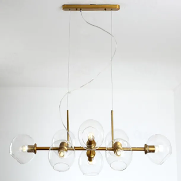 LED Pendant Light Island Light Black Bronze Copper Modern Nordic Dining Room Bedroom Chandelier Minimalist Living Room Magic Bean Glass Molecular Bubble Chandelier 110cm