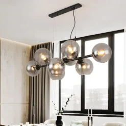 LED Pendant Light Island Light Black Bronze Copper Modern Nordic Dining Room Bedroom Chandelier Minimalist Living Room Magic Bean Glass Molecular Bubble Chandelier 110cm