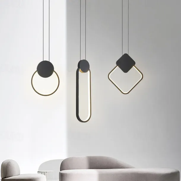 LED Pendant Light Island Light Modern Bedside Light Round Square Rectangle Metal Style Geometrical Minimalist Painted Finishes Contemporary 110-120V 220-240V