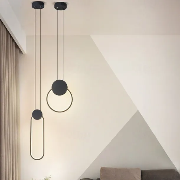 LED Pendant Light Island Light Modern Bedside Light Round Square Rectangle Metal Style Geometrical Minimalist Painted Finishes Contemporary 110-120V 220-240V