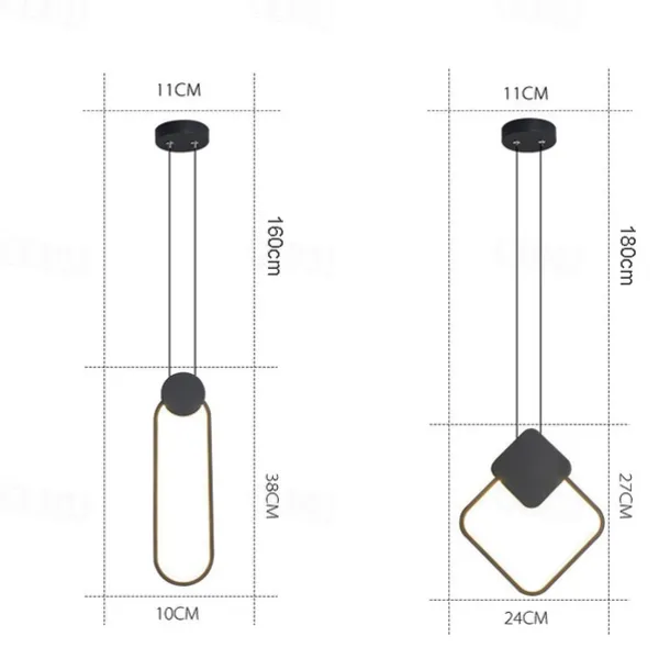 LED Pendant Light Island Light Modern Bedside Light Round Square Rectangle Metal Style Geometrical Minimalist Painted Finishes Contemporary 110-120V 220-240V