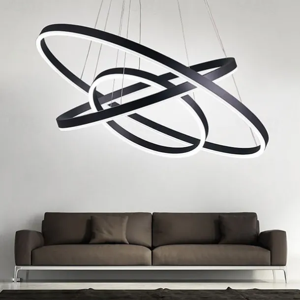 LED Pendant Light 3-Light 80cm/60cm/40cm Ring Circle Design 113W Aluminum Painted Finishes Modern Downlight Smart Wifi Control Dimmable with Remote Control