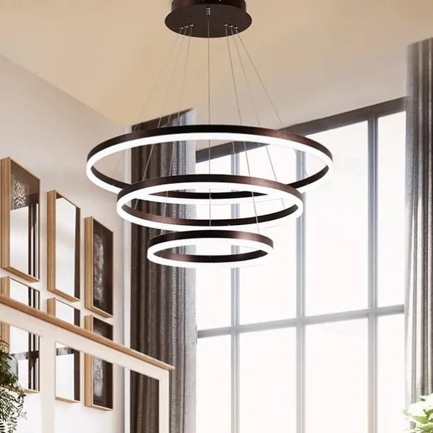 LED Pendant Light 3-Light 80cm/60cm/40cm Ring Circle Design 113W Aluminum Painted Finishes Modern Downlight Smart Wifi Control Dimmable with Remote Control