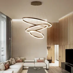 LED Pendant Light 3-Light 80cm/60cm/40cm Ring Circle Design 113W Aluminum Painted Finishes Modern Downlight Smart Wifi Control Dimmable with Remote Control