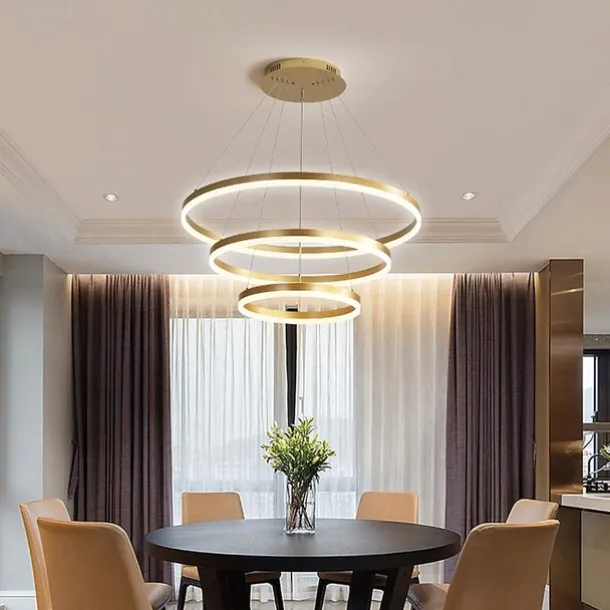 LED Pendant Light 3-Light 80cm/60cm/40cm Ring Circle Design 113W Aluminum Painted Finishes Modern Downlight Smart Wifi Control Dimmable with Remote Control