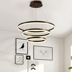 LED Pendant Light 3-Light 80cm/60cm/40cm Ring Circle Design 113W Aluminum Painted Finishes Modern Downlight Smart Wifi Control Dimmable with Remote Control