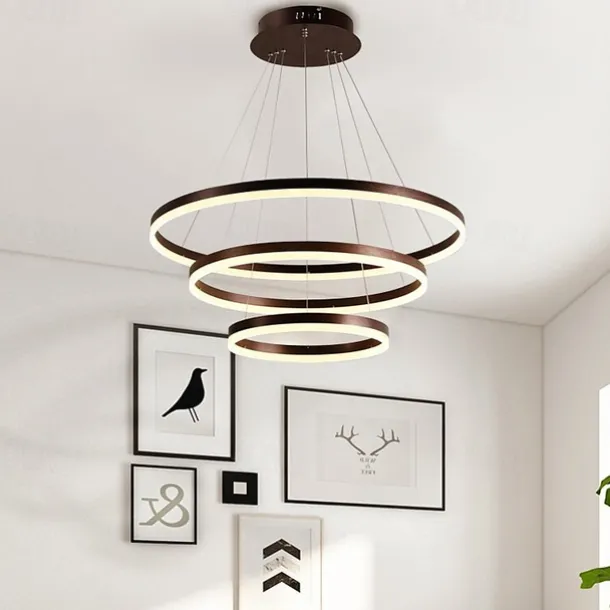 LED Pendant Light 3-Light 80cm/60cm/40cm Ring Circle Design 113W Aluminum Painted Finishes Modern Downlight Smart Wifi Control Dimmable with Remote Control