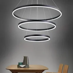 LED Pendant Light 3-Light 80cm/60cm/40cm Ring Circle Design 113W Aluminum Painted Finishes Modern Downlight Smart Wifi Control Dimmable with Remote Control