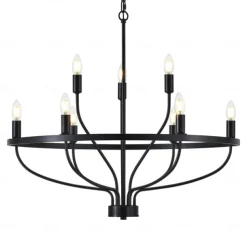 LED Pendant Light 6/9/12-Light Industrial Vintage Large Round Rustic Candle Chandelier for Living Room Bedroom 110-240V