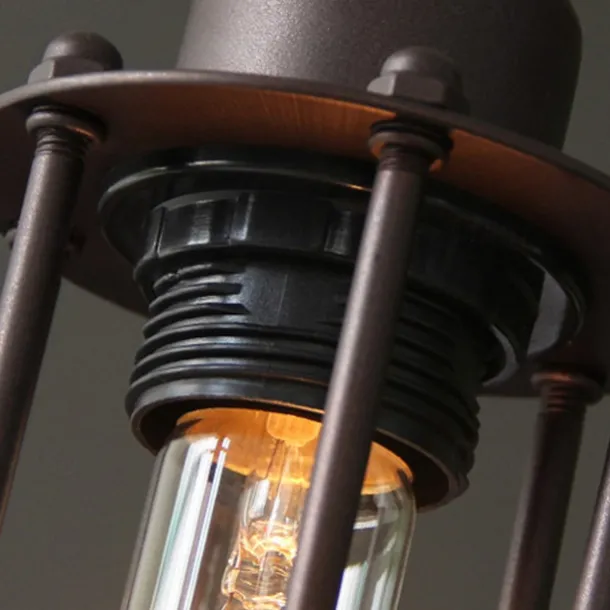 LED Pendant Light Long 17.5" Tube Cage Black or Brass Cage Edison Hanging Bar Pendant - Black Wire Ceiling Fixture Industrial Lighting