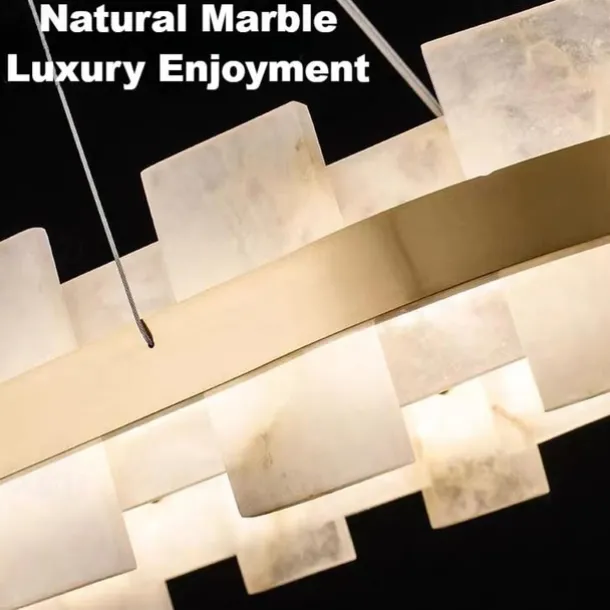 LED Pendant Light Marble Copper Wagon Wheel Design 60 cm 40W Modern Gold Luxury Chandelier Home Hotel Restaurant Art Lighting Lamp Decoration Pendant Light Cord Adjustable 110-220V