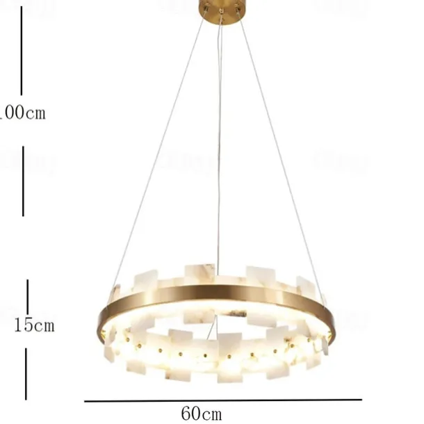 LED Pendant Light Marble Copper Wagon Wheel Design 60 cm 40W Modern Gold Luxury Chandelier Home Hotel Restaurant Art Lighting Lamp Decoration Pendant Light Cord Adjustable 110-220V