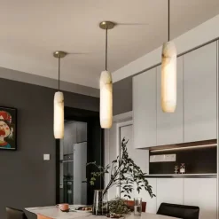 LED Pendant Light Mid Century Marble Pendant Lamp Fixture for Kitchen Island Dining Room Living Room Hanging Light Fixture E26 Base