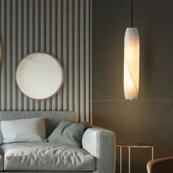 LED Pendant Light Mid Century Marble Pendant Lamp Fixture for Kitchen Island Dining Room Living Room Hanging Light Fixture E26 Base