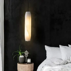 LED Pendant Light Mid Century Marble Pendant Lamp Fixture for Kitchen Island Dining Room Living Room Hanging Light Fixture E26 Base