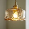LED Pendant Light Mini Glass Copper Pendant Ceiling Hanging Light with Glass Shade Clear Glass Pendant Lighting for Bedroom Living Dining Room Kitchen