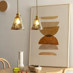 LED Pendant Light Mini Glass Copper Pendant Ceiling Hanging Light with Glass Shade Clear Glass Pendant Lighting for Bedroom Living Dining Room Kitchen