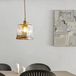 LED Pendant Light Mini Glass Copper Pendant Ceiling Hanging Light with Glass Shade Clear Glass Pendant Lighting for Bedroom Living Dining Room Kitchen