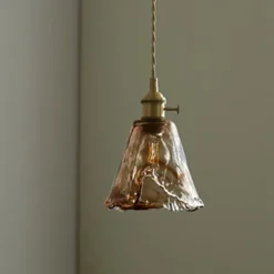 LED Pendant Light Mini Glass Copper Pendant Ceiling Hanging Light with Glass Shade Clear Glass Pendant Lighting for Bedroom Living Dining Room Kitchen
