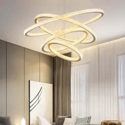 LED Pendant Light Modern 4 Rings Gold 80 cm Modern Nordic Luxury Light Aluminum Electroplated 110-120V 220-240V