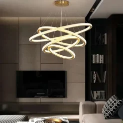 LED Pendant Light Modern 4 Rings Gold 80 cm Modern Nordic Luxury Light Aluminum Electroplated 110-120V 220-240V
