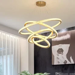 LED Pendant Light Modern 4 Rings Gold 80 cm Modern Nordic Luxury Light Aluminum Electroplated 110-120V 220-240V