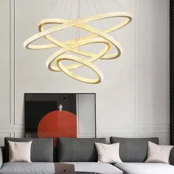 LED Pendant Light Modern 4 Rings Gold 80 cm Modern Nordic Luxury Light Aluminum Electroplated 110-120V 220-240V